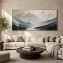 "Ascension to Serenity" – Modern White and Grey Textured Mountain Impasto Painting