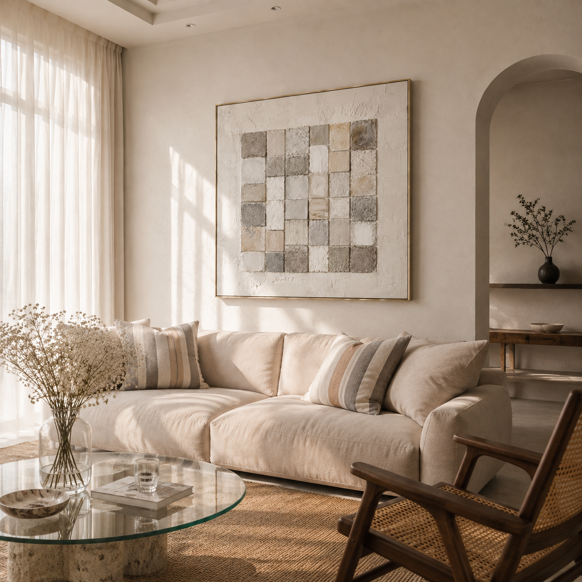 "Tapestry of Silence" – Wabi-Sabi Textured Neutral Abstract Wall Art