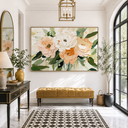 "Flowers in full bloom" – Modern Heavy Impasto Floral Palette Knife Oil Painting
