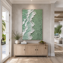 "Seafoam Shoreline" – Green Coastal Textured Abstract Painting
