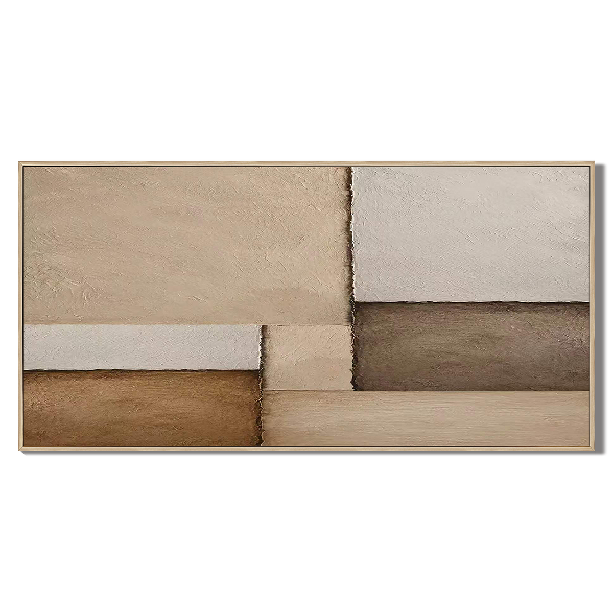 "Terra Fragments" – Wabi-Sabi Earth Tone Geometric Relief Painting