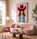 "Untamed Whimsy" – Contemporary Folk Art Pink Cowgirl Impasto Painting
