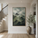 "Whispering Ridges" – Moody Impressionist Alpine Mist Textured Oil Painting
