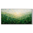 “Valley of Morning Light” – Green Mosaic Landscape Impasto Oil Painting