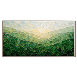 “Valley of Morning Light” – Green Mosaic Landscape Impasto Oil Painting