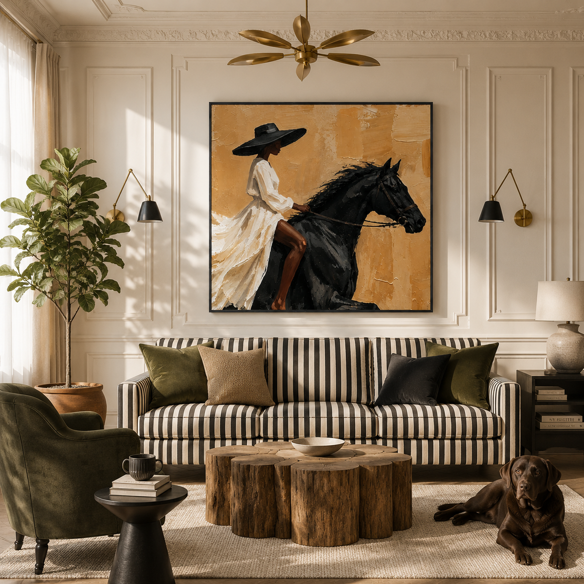 "Silent Gallop" – Modern Equestrian Black Stallion Impasto Oil Painting