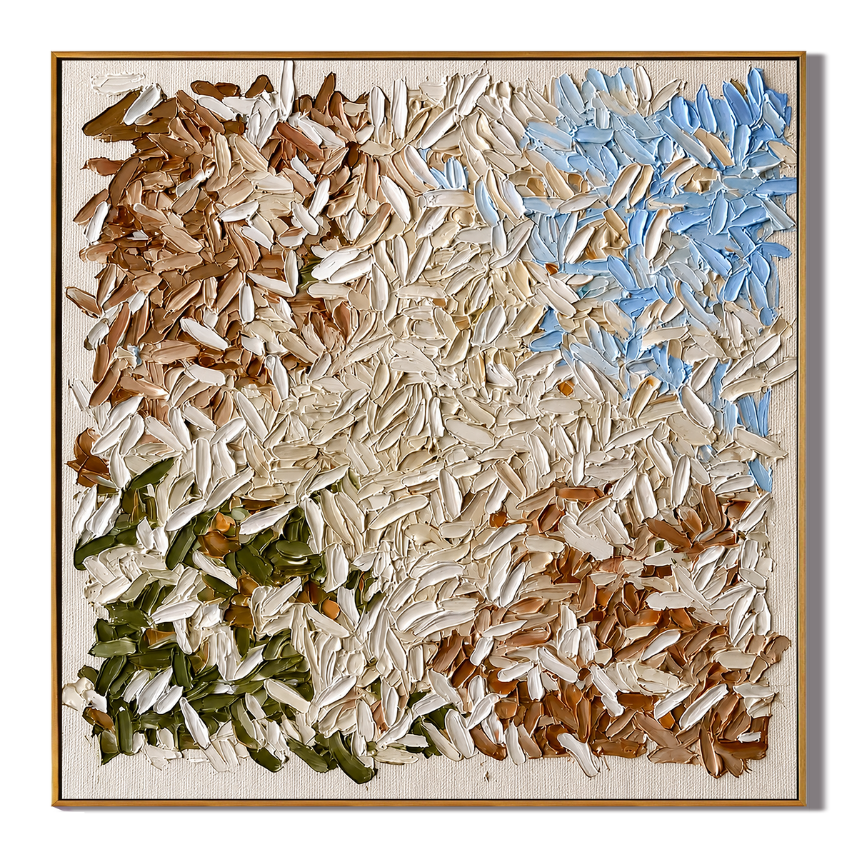 "Petal Harmony" – Cream Floral Textured Abstract Painting