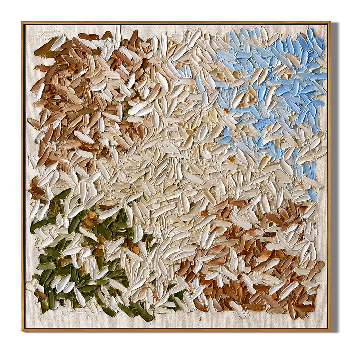"Petal Harmony" – Cream Floral Textured Abstract Painting