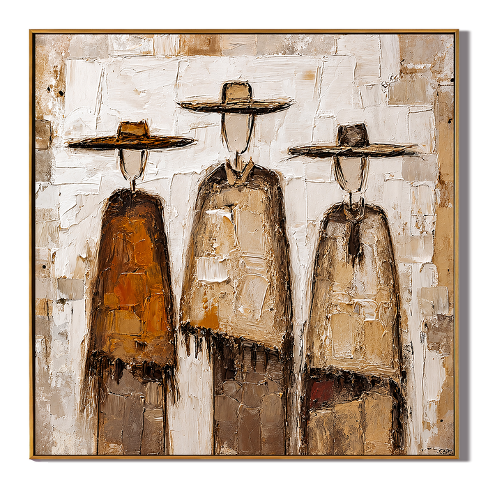 "Desert Brotherhood" – Western Cowboy Textured Oil Painting