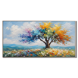 “Seasons in Bloom” – Colorful Tree Landscape Oil Painting