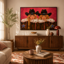 "Desert Duo" – Textured Hot Pink Cowgirl Duo Impasto Oil Painting