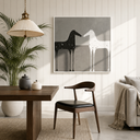 “Silent Encounter” – Minimalist Black and White Horse Oil Painting