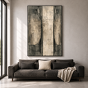 "Monolithic Echo" – Wabi-Sabi Textured Taupe Grey Abstract Oil Painting