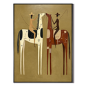 “Desert Companions” – Vintage Western Cowboy Folk Art Oil Painting