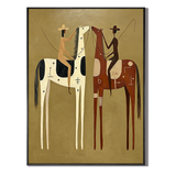 “Desert Companions” – Vintage Western Cowboy Folk Art Oil Painting