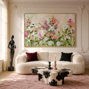 "Romantic Flower Language" – Textured Pink and White Rose Impasto Oil Painting