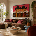 "Desert Duo" – Textured Hot Pink Cowgirl Duo Impasto Oil Painting