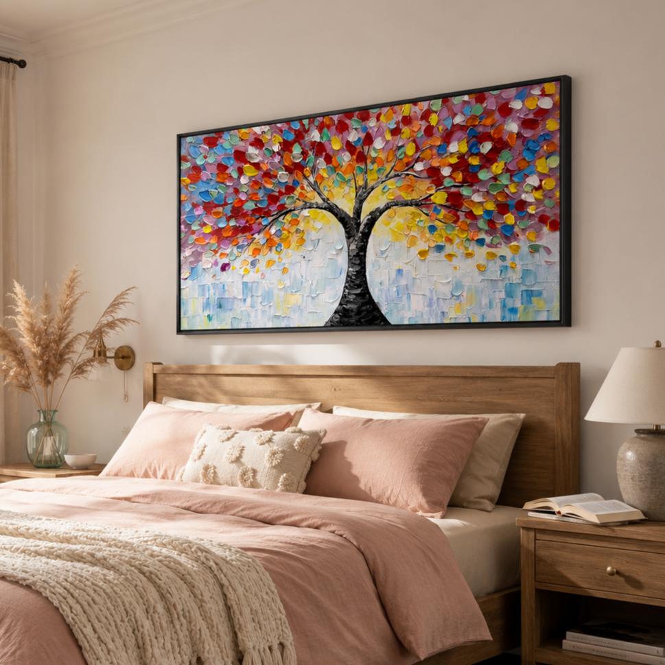 "Kaleidoscope of Life" – Colorful Tree of Life Palette Knife Impasto Painting