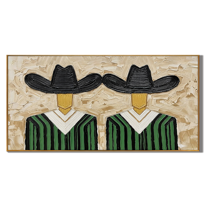 “Midnight Riders” – Black Hat Western Cowboy Impasto Oil Painting