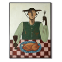 “Feast at Dusk” – Vintage Folk Dining Portrait Oil Painting