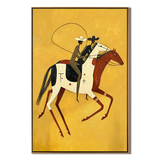 “Golden Frontier” – Vintage Western Cowboy Horse Oil Painting