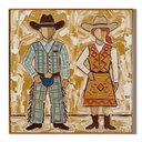 “Prairie Sweethearts” – Vintage Western Cowboy Couple Textured Oil Painting