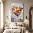 "Vibrant Spectrum" – Textured Heart Palette Knife Abstract Painting
