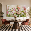 "Romantic Flower Language" – Textured Pink and White Rose Impasto Oil Painting