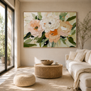 "Flowers in full bloom" – Modern Heavy Impasto Floral Palette Knife Oil Painting