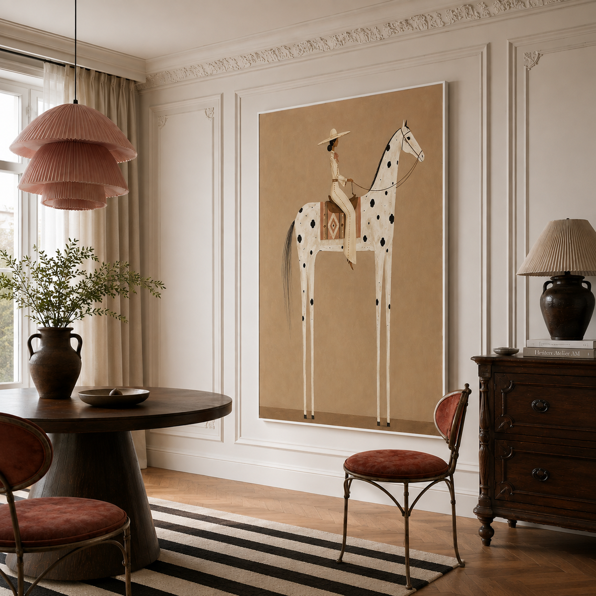 "Equestrian Grace" – Modern Folk Earth Tone Equine Oil Painting