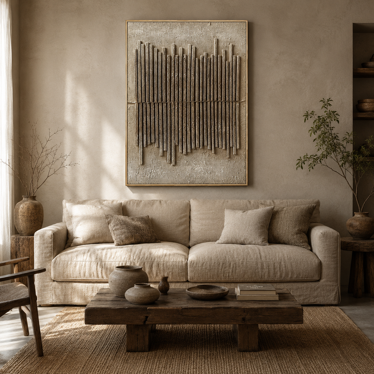 "Sandstone Resonance" – Wabi-Sabi Earth Tone Textured Acrylic Abstract Painting