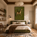 "The Quiet Wanderer" – Textured Modern Olive Green Equestrian Oil Painting