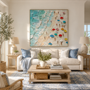 "Beachside Joy" – Coastal Beach Scene Textured Oil Painting