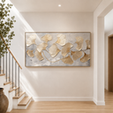 "Whispers of Autumn" – Modern Champagne Gold Ginkgo Leaf 3D Textured Acrylic Painting