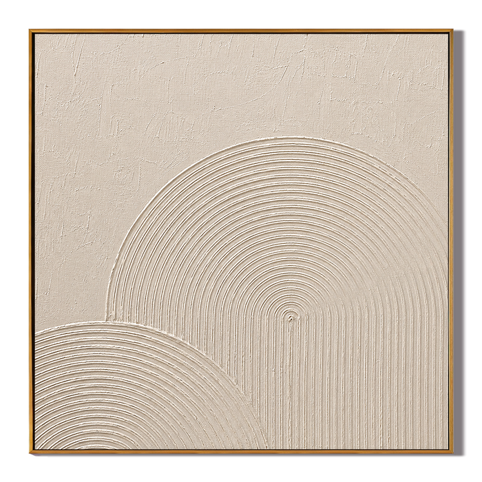 "Arched Stillness" – Wabi Sabi Cream Geometric Textured Painting