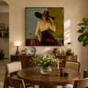 "Twilight Martini" – Vintage Chic Figurative Palette Knife Oil Painting