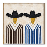 “Western Companions” – Vintage Cowboy Duo Textured Oil Painting