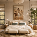 "Desert Caravans" – Modern Western Earth Tone Figurative Impasto Oil Painting