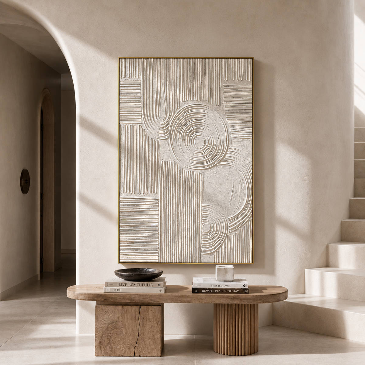 "Quiet Rhythm" – Wabi Sabi White Geometric Textured Painting