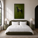 "Midnight Wanderer" – Folk-Surrealist Black Horse Olive Impasto Oil Painting