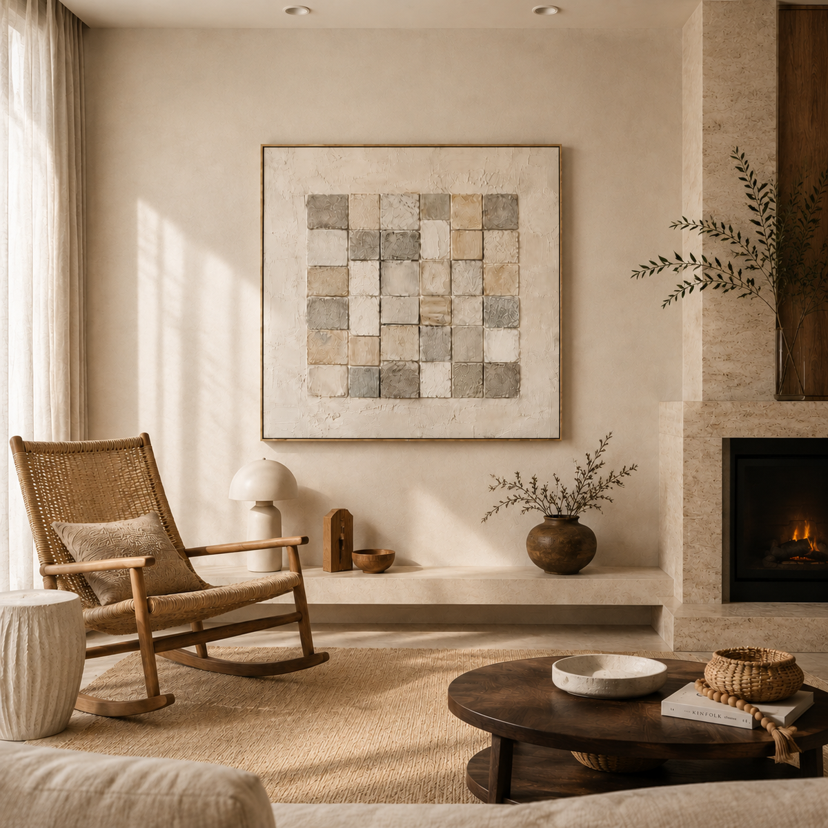 "Tapestry of Silence" – Wabi-Sabi Textured Neutral Abstract Wall Art