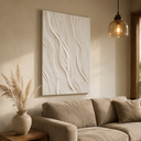 "Silent Rhythms" – Minimalist White Plaster Relief Abstract Painting