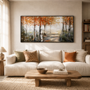 "Eternal Golden Hour" – Autumn Birch Forest Texture Impasto Oil Painting