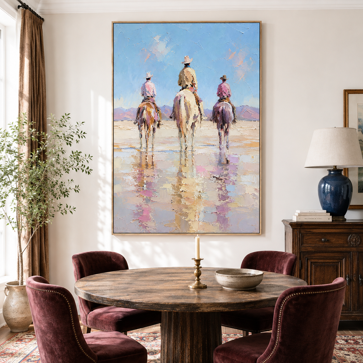 "Wild Companions" – Textured Impasto Western Cowboy Oil Painting