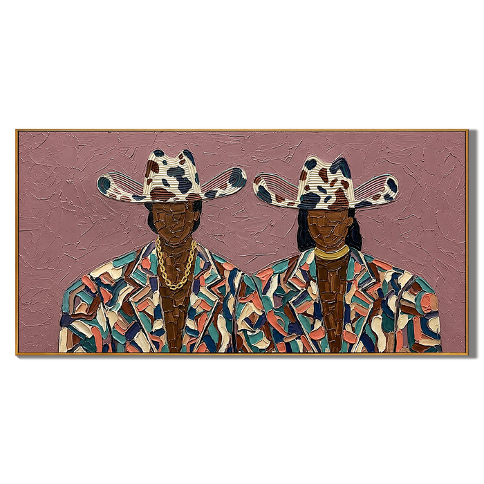 “Rodeo Icons” – Colorful Western Cowboy Impasto Oil Painting
