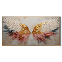 “Wings of Grace” – Gold White Angel Wings Impasto Oil Painting