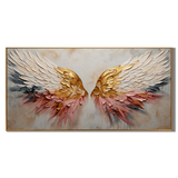 “Wings of Grace” – Gold White Angel Wings Impasto Oil Painting