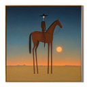 "Moonlit Horizon" – Minimalist Western Cowboy Horse Oil Painting