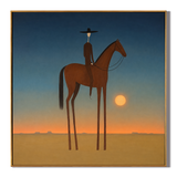 "Moonlit Horizon" – Minimalist Western Cowboy Horse Oil Painting