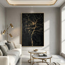 "Gilded Veins" – Black Gold Tree Textured Abstract Painting